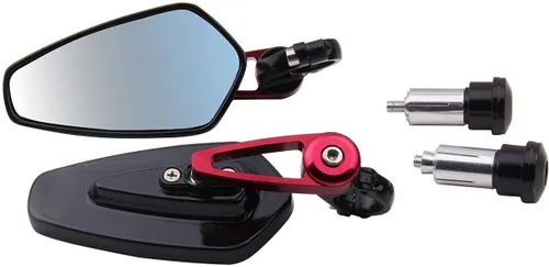 Vista 2 de Espejos de barra de flecha negra con vástago rojo compatible con Ducati Hypermotard 939 SP 2018