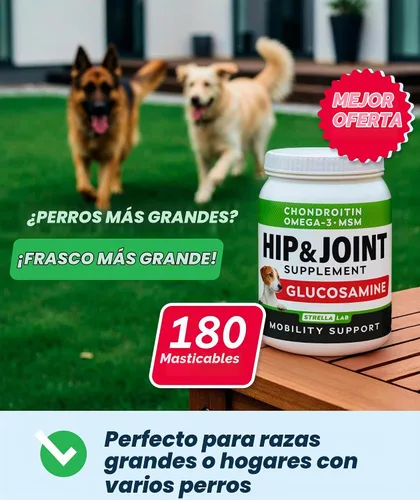 Vista 2 de Glucosamina avanzada para perros, condroitina y MSM suplemento masticable para articulaciones de cadera