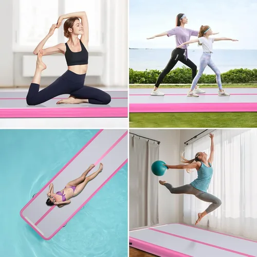 Vista 6 de Colchoneta inflable de gimnasia de 10, 13, 16, 20 pies, con bomba de aire eléctrica, de 4 pulgadas, para uso doméstico, entrenamiento, yoga, aire