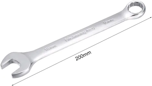 Vista 2 de uxcell Llave combinada métrica de extremo abierto, caja de 0.630 in, 12 puntos, acabado cromado, Cr-V