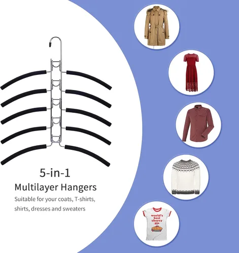 Vista 4 de Nature Smile Perchas de ropa para suéter sin hombros, múltiples capas que ahorran espacio para camisetas y blusas