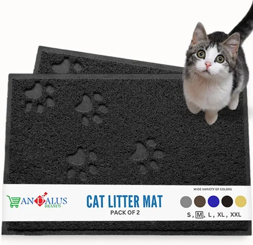 Vista 39 de Andalus Tapete Pequeño para Arena de Gatos, Paquete de 2 - Impermeable, Antideslizante y Fácil de Limpiar, Tapete para Caja de Arena de Gatos