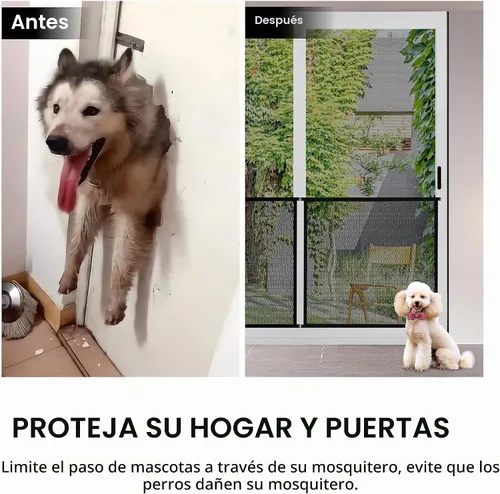 Vista 3 de Protector de puerta de pantalla de rejilla de acero para mascotas de Guardian para perros, gatos y mascotas, protector contra arañazos de reemplazo