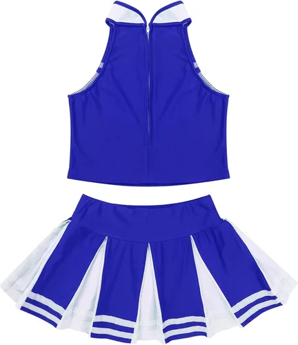 Vista 4 de Manyakai Conjunto de porristas para niños y niñas sin mangas con falda plisada disfraz de uniforme