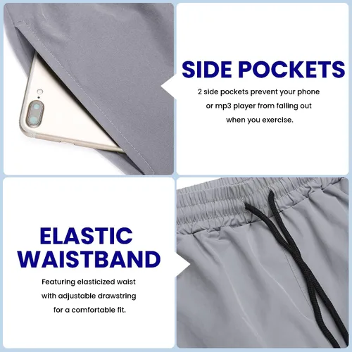 Vista 4 de COOFANDY - Paquete de 2pantalones cortos de entrenamiento para hombre, diseño con bolsillos, de secado rápido, para fisicoculturismo, levantamiento