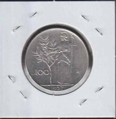 Vista 2 de 1957 IT Classic Head Right 100 Lire Choice About Uncirculated Details