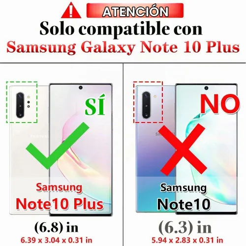 Vista 2 de Funda para Samsung Galaxy Note 10 Plus con protector de pantalla: [probada contra caídas de grado militar] Soporte de anillo a prueba de golpes
