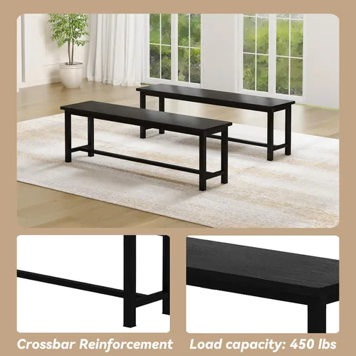 Vista 7 de Recaceik - Juego de mesa de comedor para 4, juego de mesa de cocina con 2 bancos de cena, mesa de desayuno de granja para apartamento de espacio
