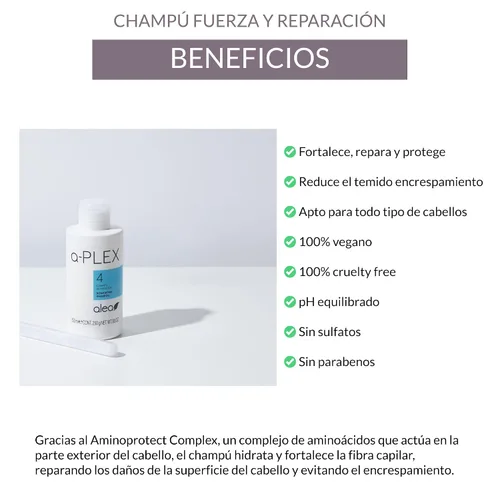 Vista 3 de ALEA - Champú Reparador - A-Plex Nº4 Champú Fuerza y Reparación - 8.5 fl oz - Fortalece y Repara el Cabello Seco, Dañado o Débil - Hidrata y Reduce
