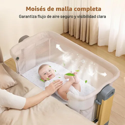 Vista 6 de Ezebaby Cuna mecedora 3 en 1, moisés estable y seguro Beige