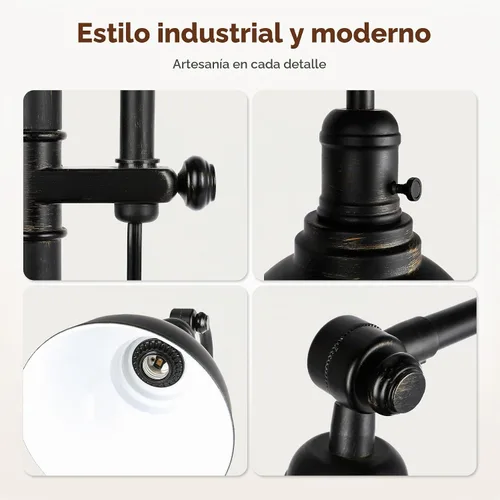 Vista 7 de VONLUCE Lámpara de pie para sala de estar, lámpara de pie industrial alta de 65 pulgadas, altura y cabezal ajustables, lámpara de lectura de pie