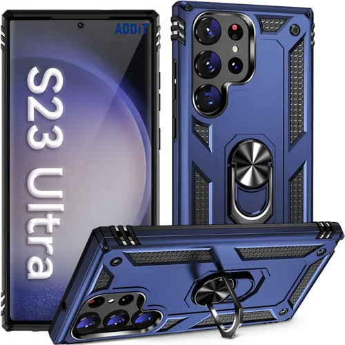 Vista 26 de ADDIT Funda S23 para Samsung Galaxy S23 de 6.1 pulgadas, con anillo de soporte, soporte ajustable, grado militar, protección resistente, a prueba