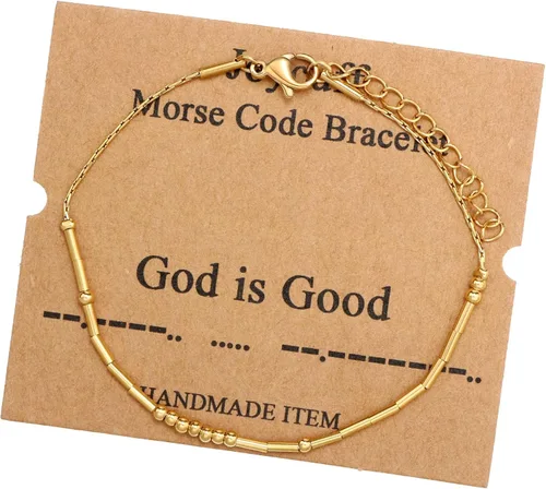Vista 269 de JoycuFF Pulseras inspiradoras de código morse para mujeres, cuentas de plata, joyería con mantra de motivación, regalos para ella