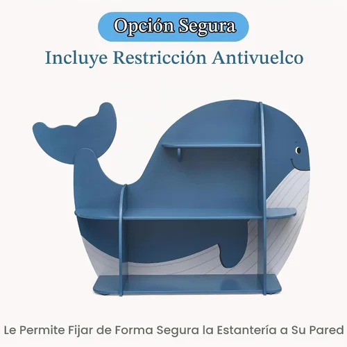 Vista 7 de Delta Children - Estantería Whale, certificación Greenguard Gold, color azul