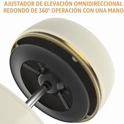 Vista 6 de Dolonm Taburete giratorio redondo único, de piel sintética de 660 libras de alta carga, taburete de tocador de altura ajustable de 360 grados