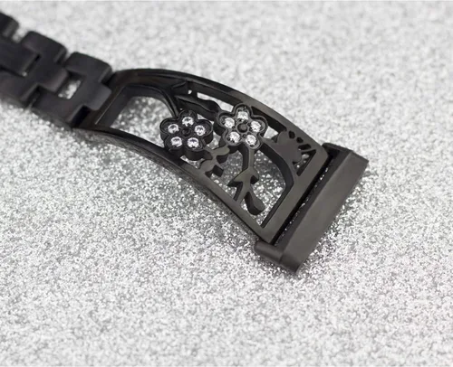 Vista 3 de Pulsera de acero inoxidable compatible con Fitbit Sense 2/Sense/Versa 4/Versa 3, bandas de repuesto brillantes para mujer, pulseras elegantes