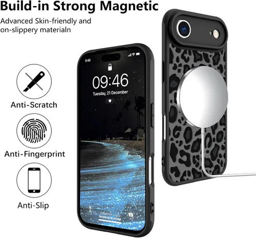 Vista 91 de KANGHAR - Funda compatible con iPhone 11, diseño de leopardo negro, textura de neumático antideslizante, a prueba de golpes, funda protectora
