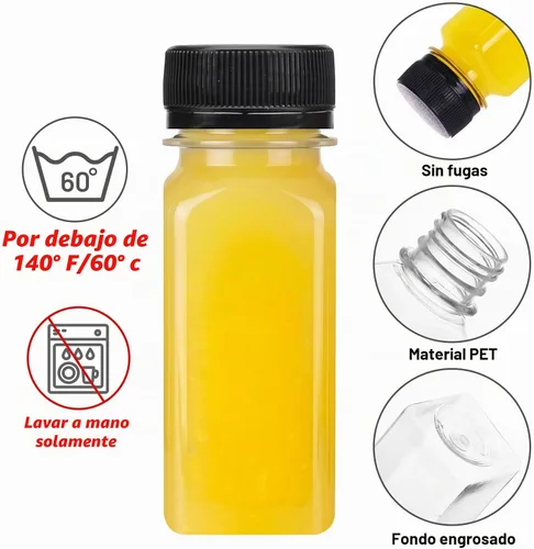 Vista 3 de TOMNK 45 botellas de plástico de 2 onzas con tapas, botellas de chupito de jengibre, recipientes reutilizables transparentes a granel para inyección