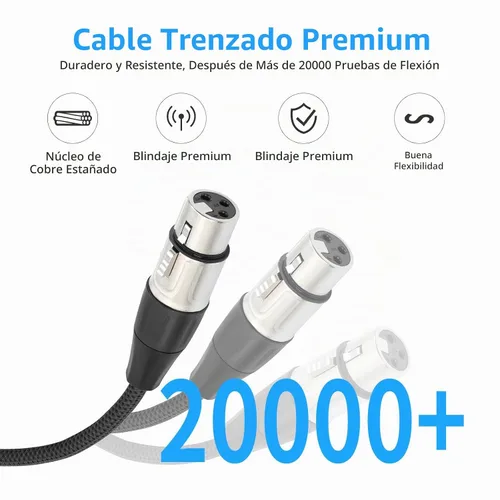 Vista 4 de Devianl XLR y Splitter - Cable divisor XLR y 2 hembra a 1 macho, equilibrado de doble hembra a macho, adaptador de cable de micrófono combinador, 2