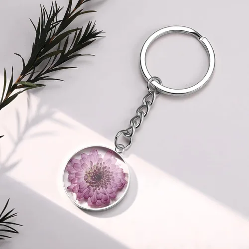 Vista 8 de Pressed Flower Keychain Charms Forget-Me-Not Keychain Personalized Handmade Keychain Gifts for Her