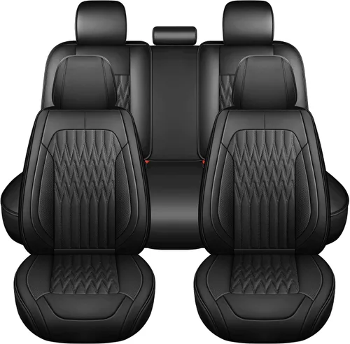 Vista 16 de Huidasource Juego completo de fundas de asiento de automóvil, funda de asiento de cuero transpirable para la mayoría de automóviles, SUV
