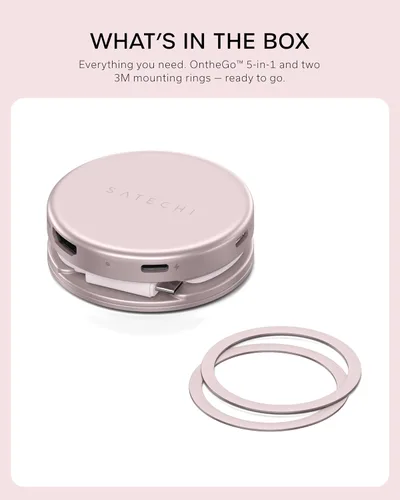 Vista 8 de Satechi OntheGo Hub USB-C 5 en 1, HDMI 4K/60Hz, lector de tarjetas SD Rubor