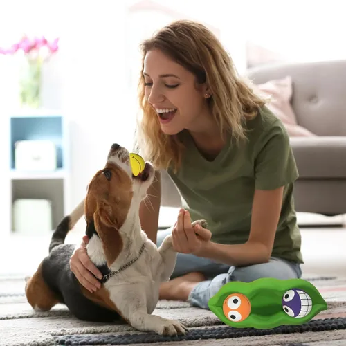 Vista 3 de Multipet Tres guisantes en una vaina Juguete para morder y chirriar para perros Juguetes de vaina de guisante interactivos para buscar