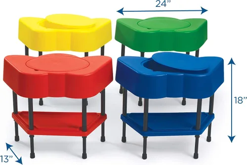 Vista 4 de Children's Factory - Mesa sensorial para niños pequeños con tapa, azul, AFB5100PB, actividades de arena y agua ajustables para niños, guardería