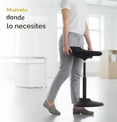Vista 6 de Mount-It! Taburete ergonómico de pie, silla inclinada de altura ajustable para escritorio de pie, asiento activo inclinado de 360°, cojín de espuma