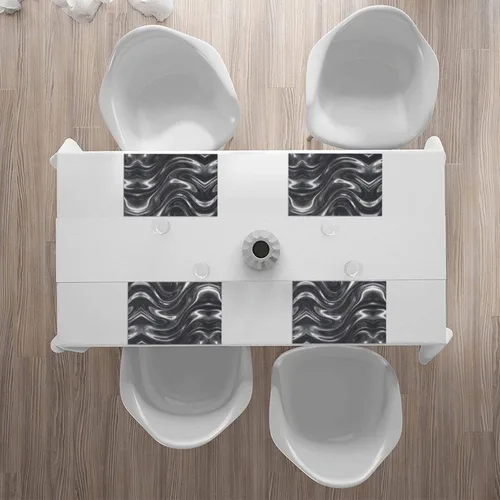 Vista 6 de Rectangular Placemats Set of 4, Heat Resistant Liquid Metal Printed Kitchen Dining Table Mats