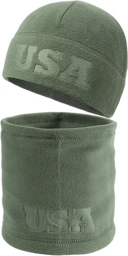 Vista 6 de Juego de 2 polainas de forro polar cálido, estampado en relieve del ejército de Estados Unidos, equipo militar de invierno, gorro de calavera