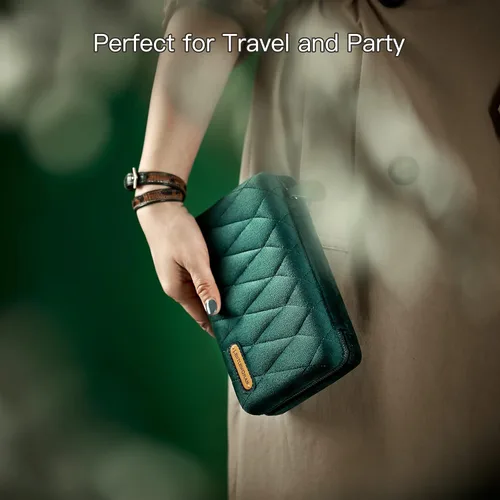 Vista 6 de Estuche de joyería de viaje joyero de doble capa cajas de joyería portátiles para mujer organizador de joyas para collar aretes pulseras regalo