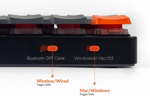 Vista 5 de Keychron K7 - Teclado mecánico ultra delgado con 65% de diseño 68 teclas inalámbrico Bluetoothcon cable, intercambiable en caliente con interruptor