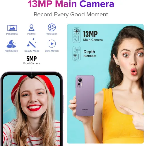 Vista 7 de Ulefone Teléfono Note 20 Pro desbloqueado, 8GB+128GB, 8-Core, pantalla de 6.75 pulgadas 90Hz, Android 14, cámara AI de 50MP, batería de 6000mAh, 4G