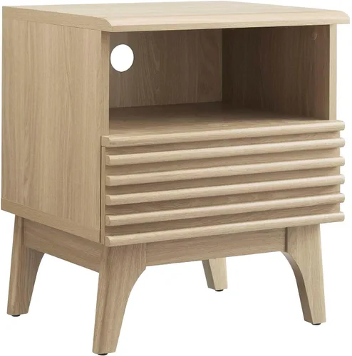 Vista 12 de Modway Render Mid-Century - Mesita de noche moderna con un cajón, color carbón Carbón vegetal