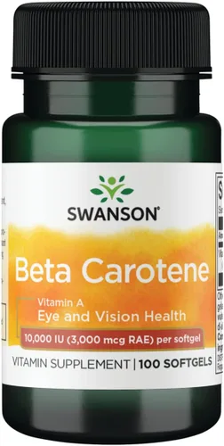 Vista 2 de Swanson Betacaroteno (Vitamina A) Piel Ojo Sistema Inmunológico Salud Antioxidante Apoyo 10000 Iu (3000 mcg) 100 cápsulas blandas