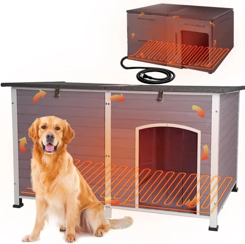 Vista 13 de Aivituvin Casa Grande para Perros al Aire Libre Interior Resistente a la Intemperie para Perros Pequeños, Medianos y Grandes con Marco de Hierro