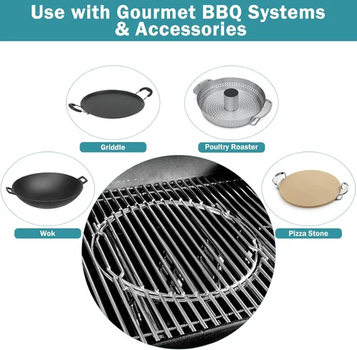 Vista 7 de Criditpid 7638 7639 Parrillas para parrilla Weber Spirit I y II 300 Series, Spirit E310 E320 E330 S310 S320, 304 Acero inoxidable Gourmet BBQ System