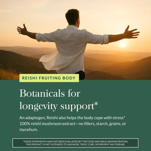 Vista 5 de Gaia Herbs Hongo Reishi: se utiliza tradicionalmente para apoyar un sistema inmunológico saludable y la salud cardíaca, suplemento herbario