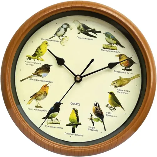 Vista 6 de Generic Reloj de pared de pájaro - Reloj colgante decorativo con sonido para cocina, 10.0x10.0x1.8 in, marrón