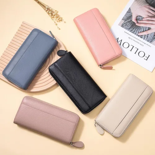 Vista 9 de RFID Blocking Womens Zipper Wallet Leather Large Capacity Billfold Clutch Zip Around Wallets for Women