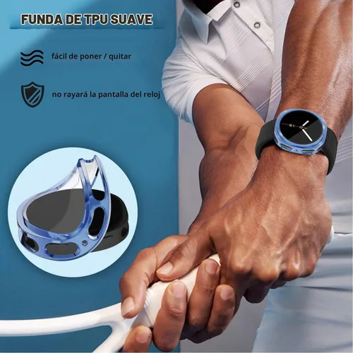 Vista 4 de RICHONE - Funda protectora de pantalla compatible con Samsung Galaxy Watch9/8 de 1.575 pulgadas, cubierta protectora de TPU suave, accesorios 10