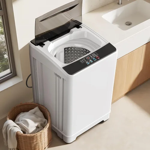 Vista 2 de TABU - Juego combinado de lavadora y secadora, blanco y negro 2.6 Cu.Ft Compact Dryer with Stainless Steel Inner Tub & 18LBS Full-Automatic
