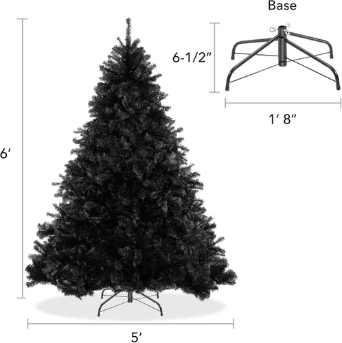 Vista 4 de Árbol de Navidad artificial Casafield de abeto negro de 6 pies con soporte de metal resistente