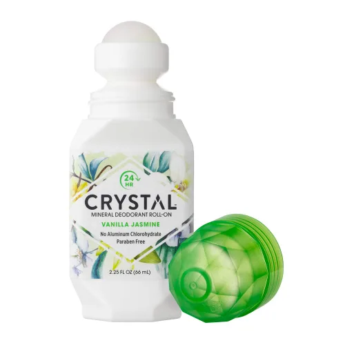 Vista 2 de Crystal- Desodorante mineral Roll-On manzanilla y té verde, jazmín vainilla, paquete de de 4