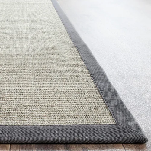 Vista 29 de Alfombra de sisal Safavieh, de color maíz y negro, tejida a mano, de la colección de fibras naturales; 5 x 8 pulgadas, NF441A, Tela, Gris / Gris