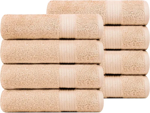 Vista 21 de Ample Decor Toalla de mano de 18 x 28 pulgadas, paquete de 6, 600 GSM, 100% algodón, certificado Oeko Tex, suave, absorbente, gruesa, duradera Beige