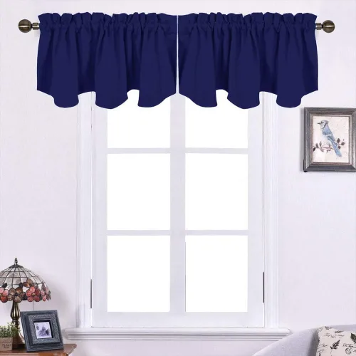 Vista 35 de NICETOWN - Cortinas con valances azul piedra para ventana de sala de estar, dormitorio, baño, 2 paneles estilo granja rústico para comedor, cortinas