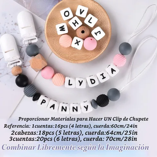 Vista 3 de Clip de chupete personalizado para niños y niñas, 2 juegos de 26 letras