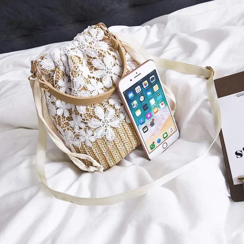 Vista 4 de Bolso de playa de verano para mujer, bolso de mano con asa superior, bolso de viaje de gran capacidad, bolso de mano tejido a mano, bolso grande